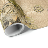 タンレザーのテクスチャーにスティームパンクの彫刻 ラッピングペーパー (ロールコーナー)