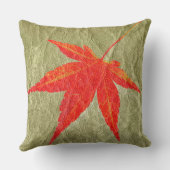 タンレザーの赤い葉 クッション (裏面)