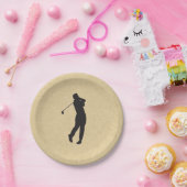 タンレザーゴルフデザイン ペーパープレート (パーティー)