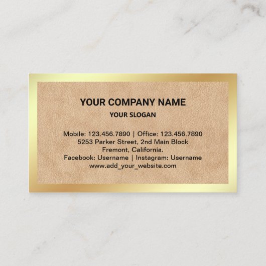 タンレザーゴールドフォイル実在エステート不動産仲介業者写真 名刺 (裏面)