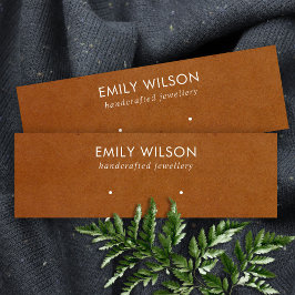 タンレザーテクスチャスタッドイヤリングディスプレイカード スキニー名刺