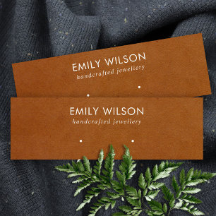 タンレザーテクスチャスタッドイヤリングディスプレイカード スキニー名刺