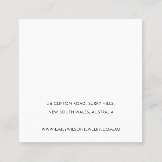 タンレザーテクスチャスタッドイヤリングディスプレイカード スクエア名刺 (裏面)