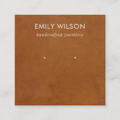 タンレザーテクスチャスタッドイヤリングディスプレイカード スクエア名刺 (正面)