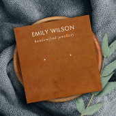 タンレザーテクスチャスタッドイヤリングディスプレイカード スクエア名刺