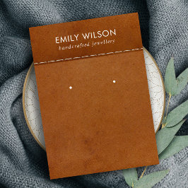 タンレザーテクスチャスタッドイヤリングディスプレイカード 名刺