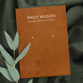 タンレザーテクスチャスタッドイヤリングディスプレイカード 名刺