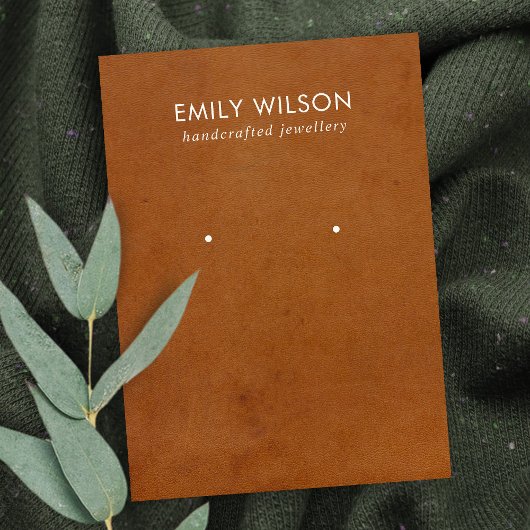 タンレザーテクスチャスタッドイヤリングディスプレイカード 名刺