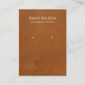 タンレザーテクスチャスタッドイヤリングディスプレイカード 名刺 (正面)