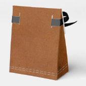 タンレザーテクスチャー、錆オレンジカスタムパーティー フェイバーボックス (裏面サイド)