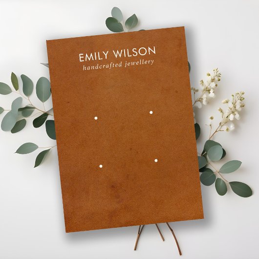 タンレザーテクスチャ2スタッドイヤリングディスプレイカード 名刺