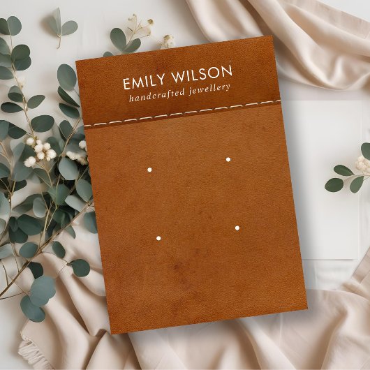 タンレザーテクスチャ2スタッドイヤリングディスプレイカード 名刺