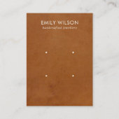 タンレザーテクスチャ2スタッドイヤリングディスプレイカード 名刺 (正面)