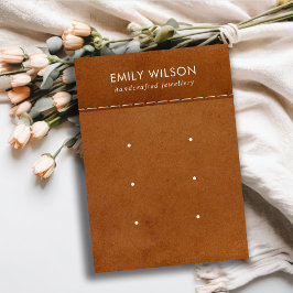 タンレザーテクスチャ3スタッドイヤリングディスプレイカード 名刺