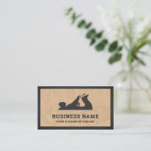 タンレザーブラックハンド飛行機ハンドメイドカーペンター 名刺 (スタンド正面)