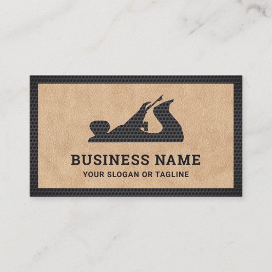 タンレザーブラックハンド飛行機ハンドメイドカーペンター 名刺 (正面)