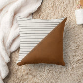 タンレザーホワイトリストライプのネントライアングルファームハウス クッション (ブランケット)