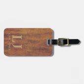 タンレザーモノグラムのモダンヴィンテージ ラゲッジタグ (正面横)