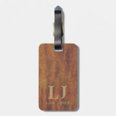 タンレザーモノグラムのモダンヴィンテージ ラゲッジタグ (裏面縦)