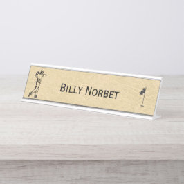 タンレザールックゴルフデザイン デスクネームプレート