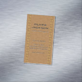 タンレザー縫い付けたように見える マグネット名刺 (インサイチュ)