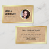 タンレザー金箔フォトエステ実在ートエージェント 名刺 (正面/裏面)