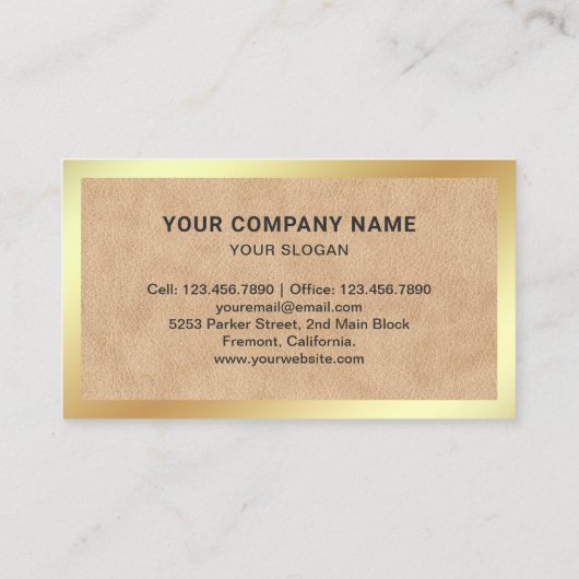 タンレザー金箔フォトエステ実在ートエージェント 名刺 (裏面)