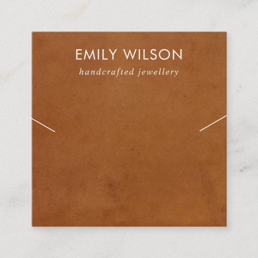 タンレザー風合いバンドのネックレスディスプレイカード スクエア名刺 (正面)