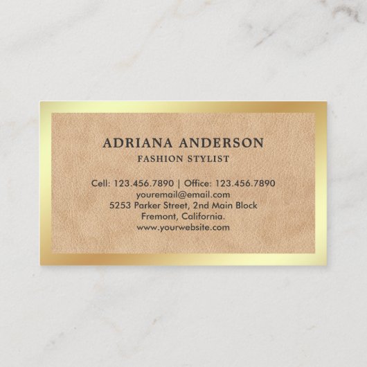 タンレザー黒衣ハンガーファッションスタイリスト 名刺 (裏面)