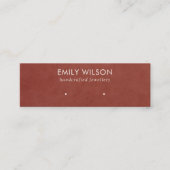 タンレッドレザーのテクスチャスタッドイヤリングディスプレイカード スキニー名刺 (正面)