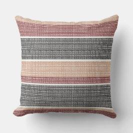 タンレッド白黒小さな正方形の厚いストライプ クッション