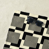 タンレトロの黒及びパターン ビーチタオル (インサイチュ)