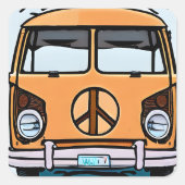 タンレトロヒッパイファンヴィンテージカラーズアート スクエアシール (正面)