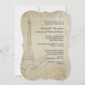 タンヴィンテージパリパリパリスタイリッシュブライダルシャワー 招待状 (裏面)