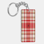 タン及び赤い格子縞長方形のArcylic Keychain キーホルダー (正面左)