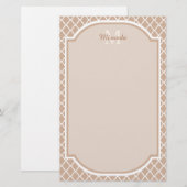 タン名門私立校風のクローバーモンゴグラム 便箋 (正面/裏面)