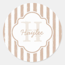 タン名門私立校風の絵を描ストライプモノグラムと名前