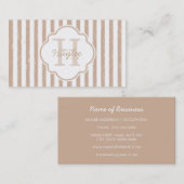 タン名門私立校風の絵を描ストライプモノグラムと名前 名刺 (正面/裏面)