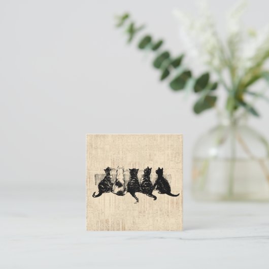 タン図解入りの、写真付きのスクリプト背景の子猫 エンクロージャーカード (スタンド正面)