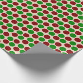 タン地に赤と緑のホリデードット ラッピングペーパー (角)