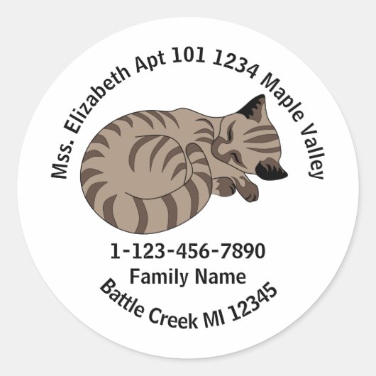 タン失った虎猫キッテンファミリーホームアドレス ラウンドシール (正面)