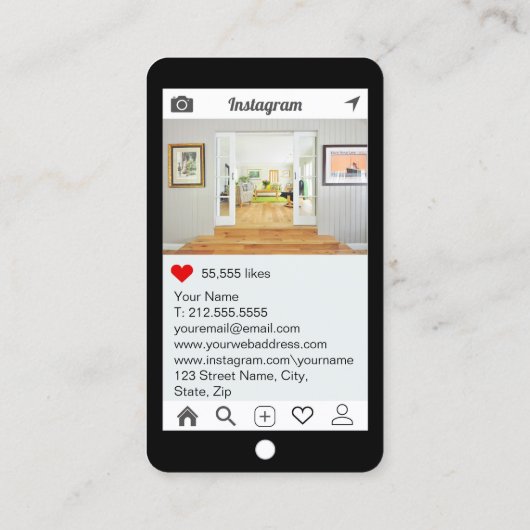 タン擬似革Instagramのスタイル 名刺 (裏面)