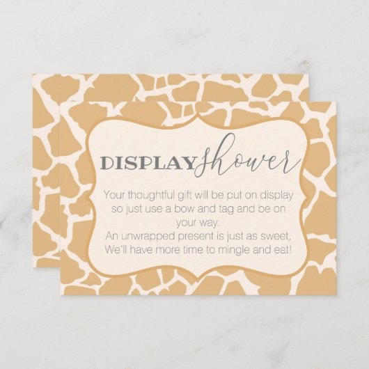 タン男の赤ちゃんキリン表示シャワー エンクロージャーカード (正面/裏面)