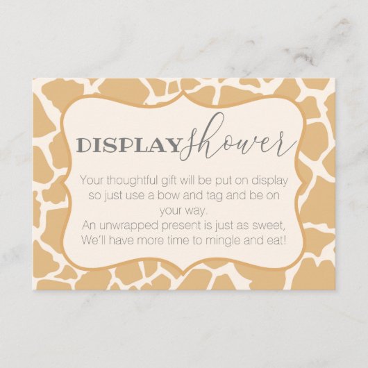 タン男の赤ちゃんキリン表示シャワー エンクロージャーカード (正面)