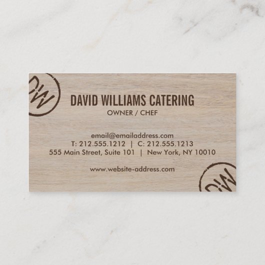 タン素朴ウッドに木材を焼いた刻印モノグラム 名刺 (裏面)