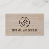 タン素朴ウッドに木材を焼いた刻印モノグラム 名刺 (正面)