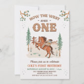 タン素朴ウッドランド西が一歳の誕生日 招待状 (正面)