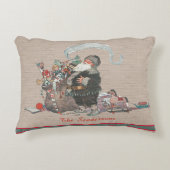 タン素朴クリスマスヴィンテージオールドワールドサンタ アクセントクッション (正面)