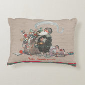 タン素朴クリスマスヴィンテージオールドワールドサンタ アクセントクッション (裏面)