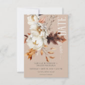 タン素朴クリーム&ブラウン秋フローラ セーブザデート (正面)